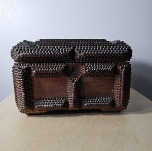 Vintage Tramp Art Jewelry Trinket Casket